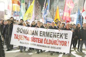 Maden faciaları ve taşeron sistemi yürüyüşle protesto edildi