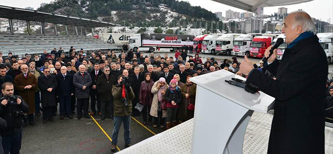 Samsun'dan Halep'e 33 TIR yardım gönderildi
