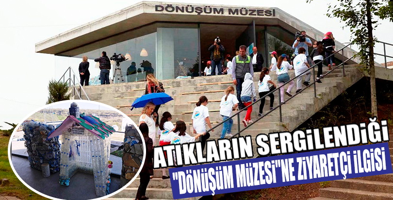 Atıkların sergilendiği "Dönüşüm Müzesi"ne ziyaretçi ilgisi