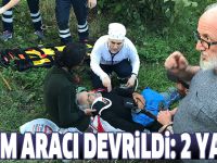 Tarım aracı devrildi: 2 yaralı