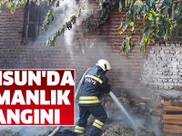 Samsun'da samanlık yangını