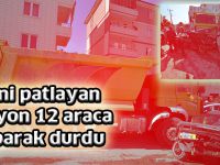 Freni patlayan kamyon 12 araca çarparak durdu