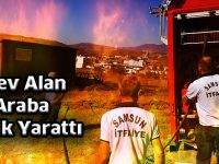 Alev Alan Araba Panik Yarattı