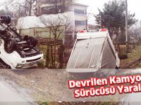 Devrilen Kamyonetin Sürücüsü Yaralandı