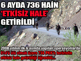 6 ayda 736 hain 'etkisiz hale' getirildi...