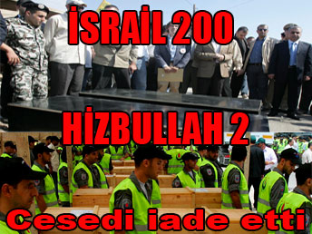 İsrail 200 Hizbullah 2 cesedi iade etti....