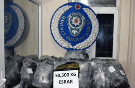 Hani’de 58 kilo esrar ele geçirildi