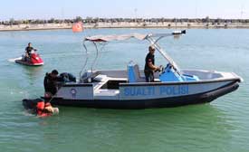 Gemiden denize düşen tosunu deniz polisi kurtardı