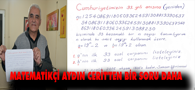 MATEMATİKÇİ AYDIN CERİT'TEN BİR SORU DAHA