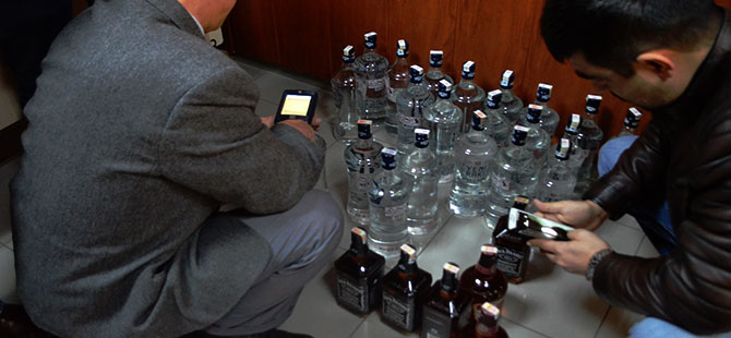 Bafra'da sahte içki operasyonu