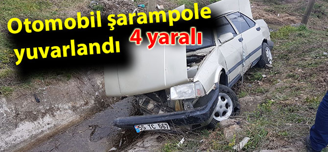 Otomobil şarampole yuvarlandı: 4 yaralı