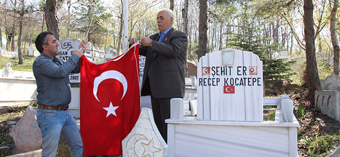 Havza'da şehit mezarlarına bakım