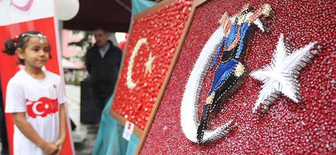 Çekirdek, fındık ve deniz yıldızından Türk bayrağı