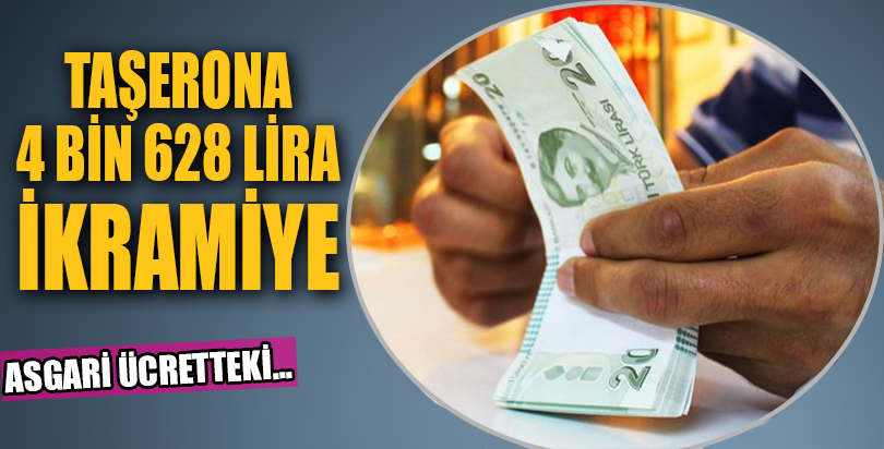 Taşerona 4 bin 628 lira ikramiye