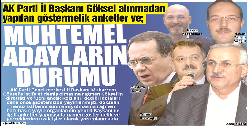 MUHTEMEL ADAYLARIN DURUMU
