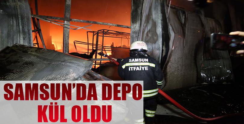 Samsun'da mobilya deposunda yangın