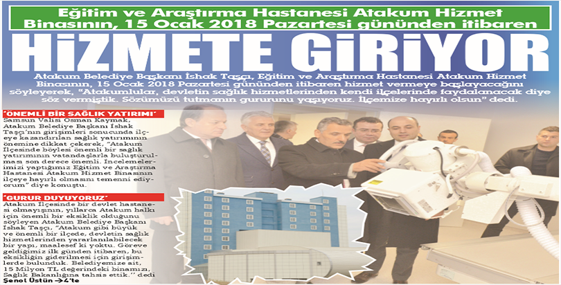 Taşçı’dan ‘hastane’ müjdesi. ‘Pazartesi günü hizmet vermeye başlıyor
