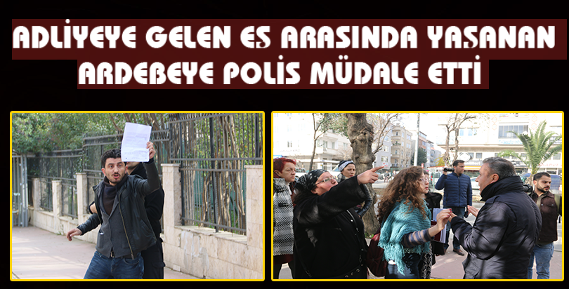 Boşanan çiftin adliye önünde kavgası