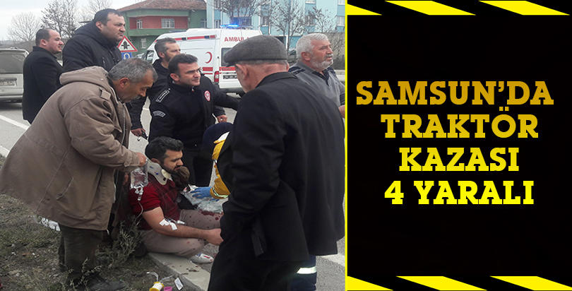 Traktör ile hafif ticari araç çarpıştı: 4 yaralı