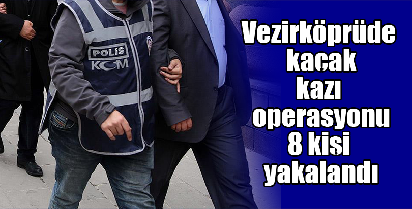 Vezirköprü'de kaçak kazı operasyonu
