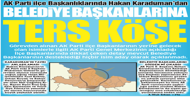 AK Parti ilçe Başkanlıklarında Hakan Karaduman’dan  BELEDİYE BAŞKANLARINA TERS KÖŞE
