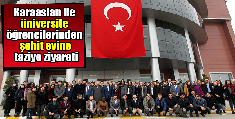 Karaaslan ile üniversite öğrencilerinden şehit evine taziye ziyareti