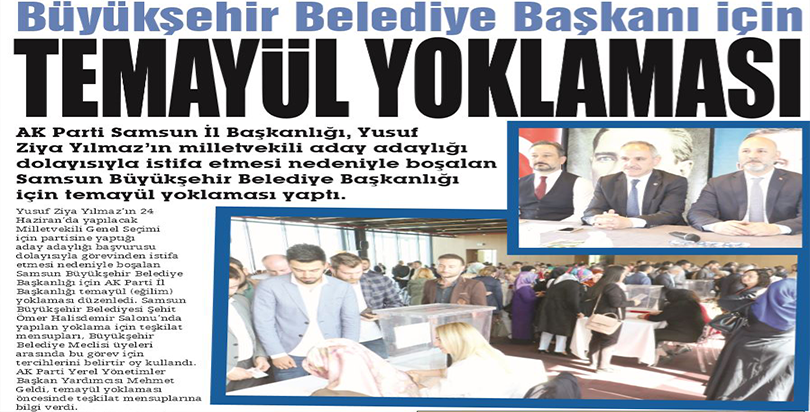 Büyükşehir Belediye Başkanı için temayül yoklaması