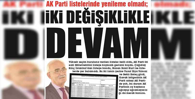 AK Parti listelerinde yenileme olmadı; İKİ DEĞİŞİKLİKLE DEVAM