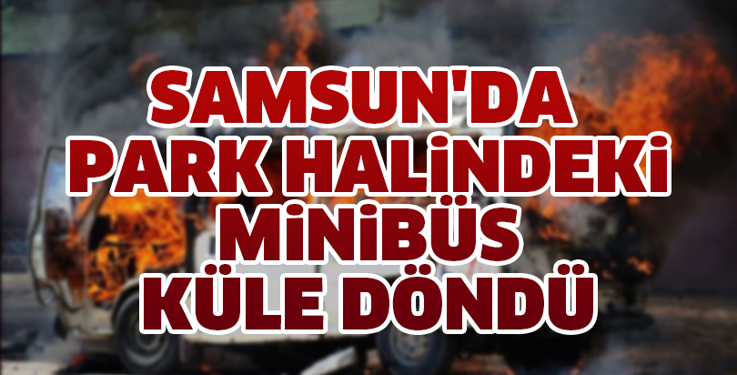 Samsun'da park halindeki minibüs küle döndü