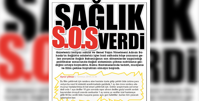 SAĞLIK S.O.S VERDİ