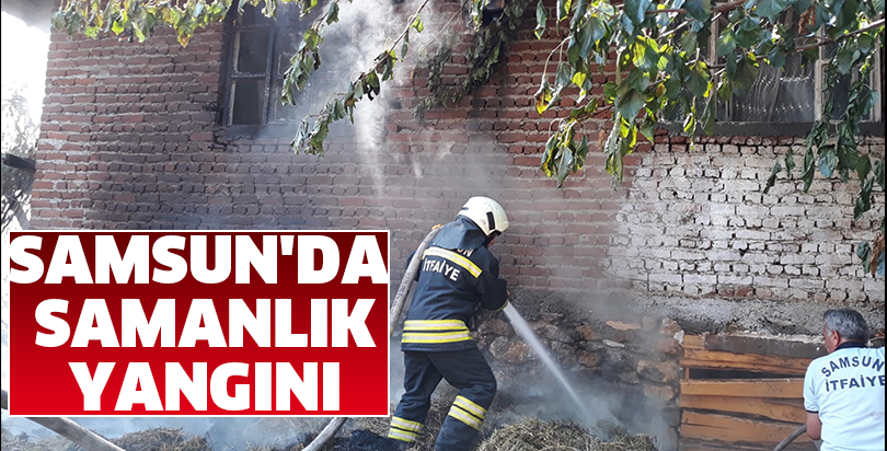 Samsun'da samanlık yangını