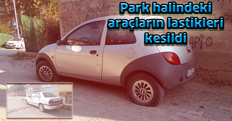 Park halindeki araçların lastikleri kesildi