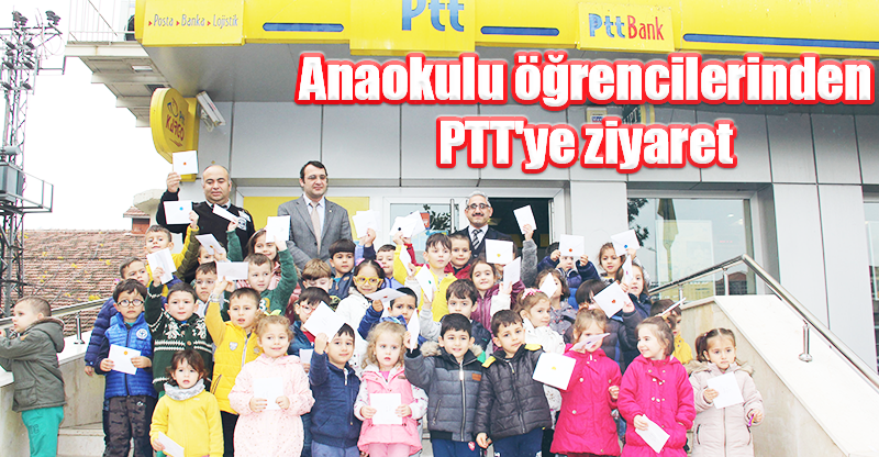 Anaokulu öğrencilerinden PTT'ye ziyaret