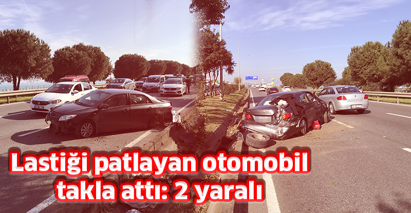 Lastiği patlayan otomobil takla attı: 2 yaralı