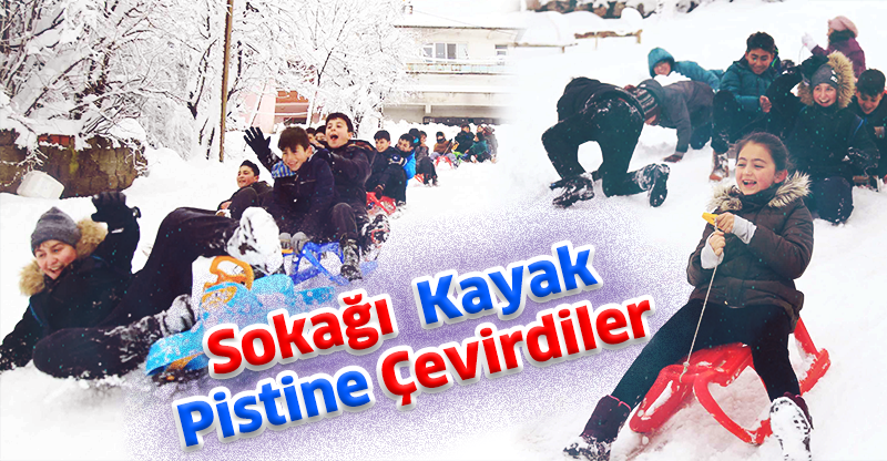 Sokağı  Kayak Pistine Çevirdiler