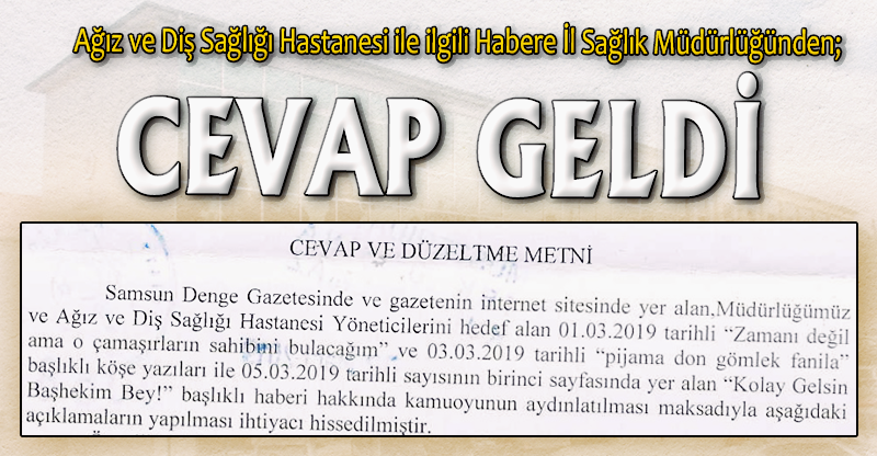 CEVAP GELDİ!