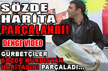 Gurbetçiler, sözde Kürdistan haritasını yırttı
