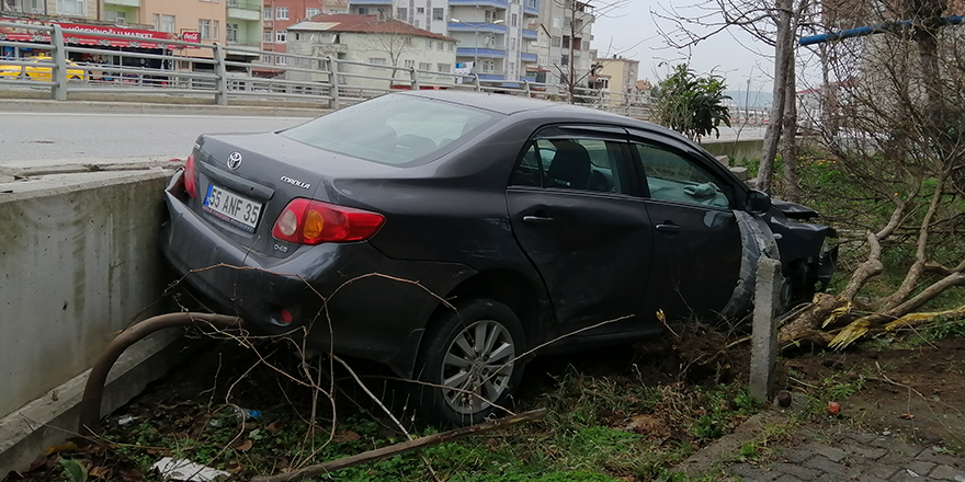 BAHÇEYE DÜŞEN OTOMOBİLDE İKİ KİŞİ YARALANDI