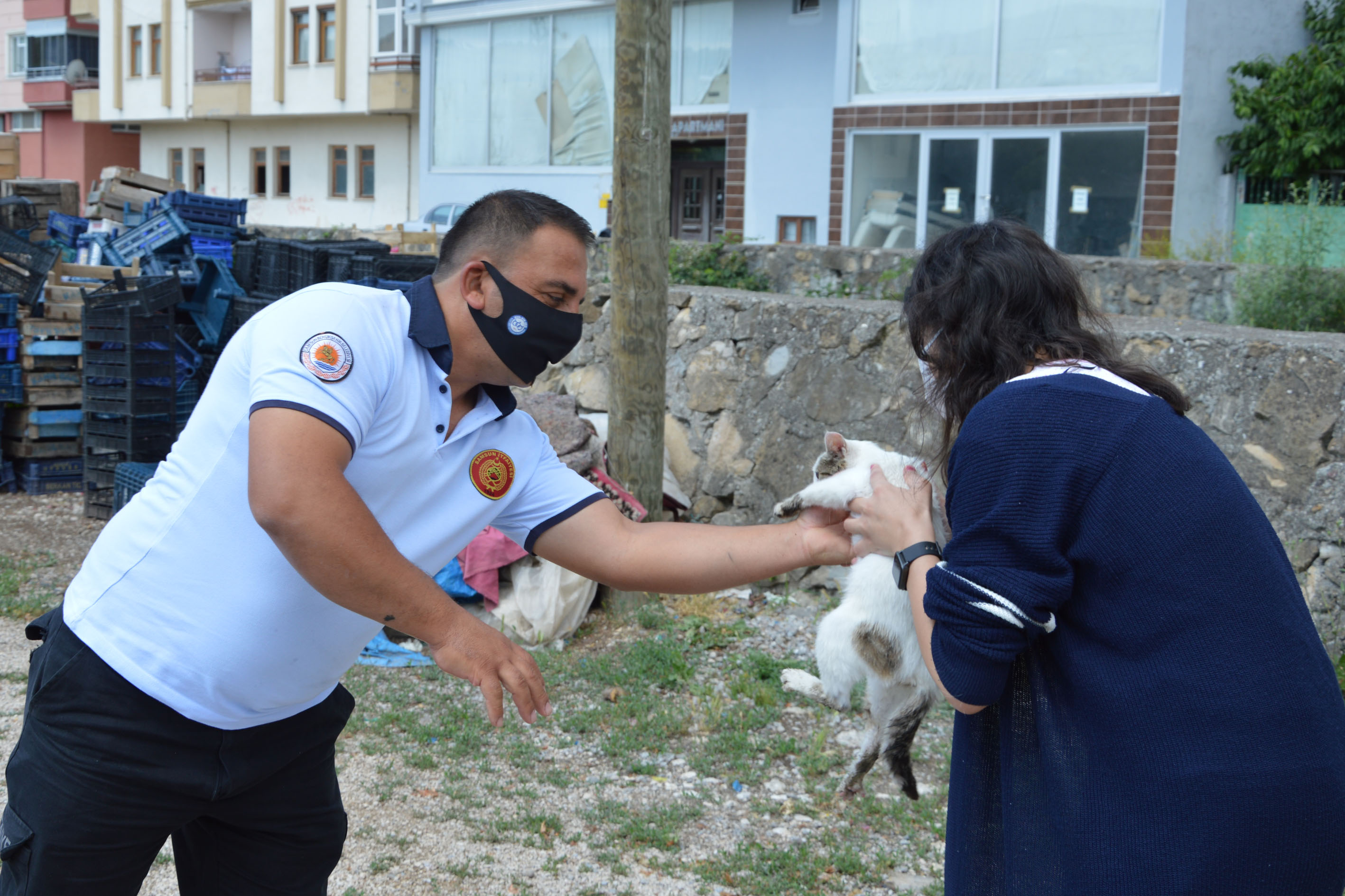 DERE YATAĞINA DÜŞEN KEDİYİ İTFAİYE KURTARDI