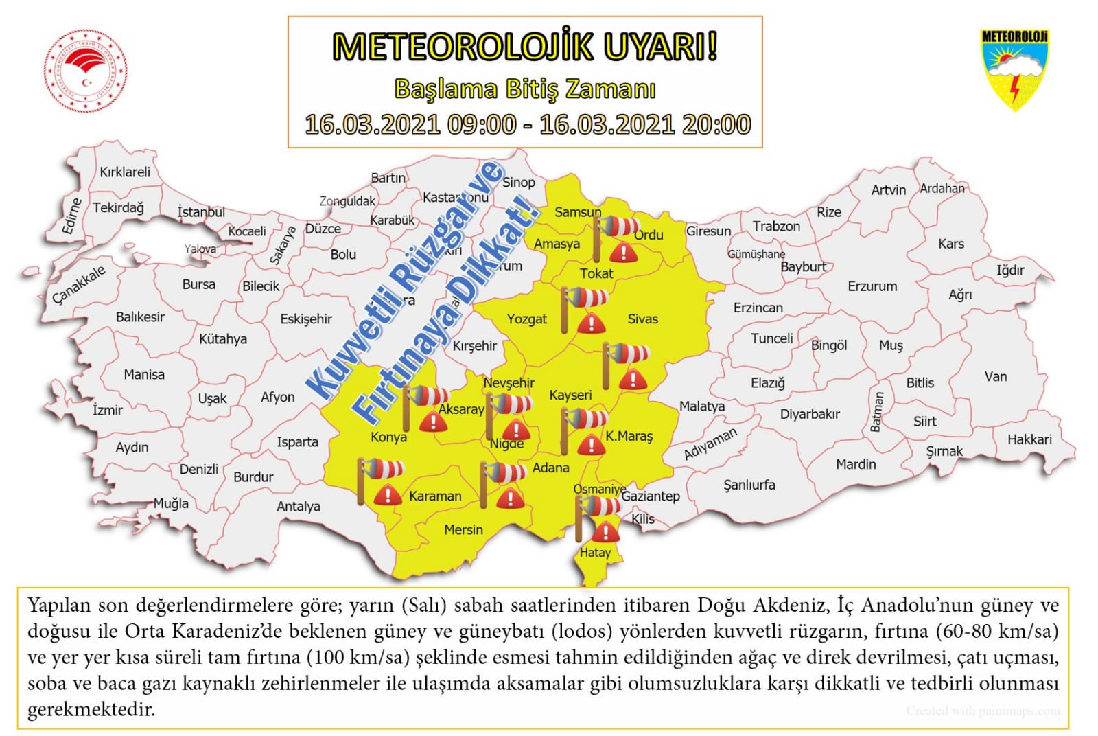 SAMSUN'A FIRTINA UYARISI