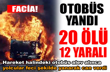 Alevler içindeki otobüste can pazarı...