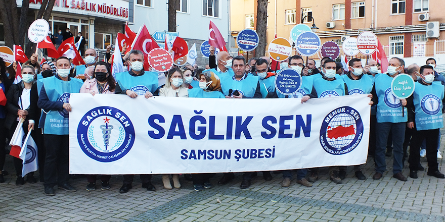 SAMSUN SAĞLIK-SEN ÜCRET ADALETİ İÇİN EYLEM YAPTI
