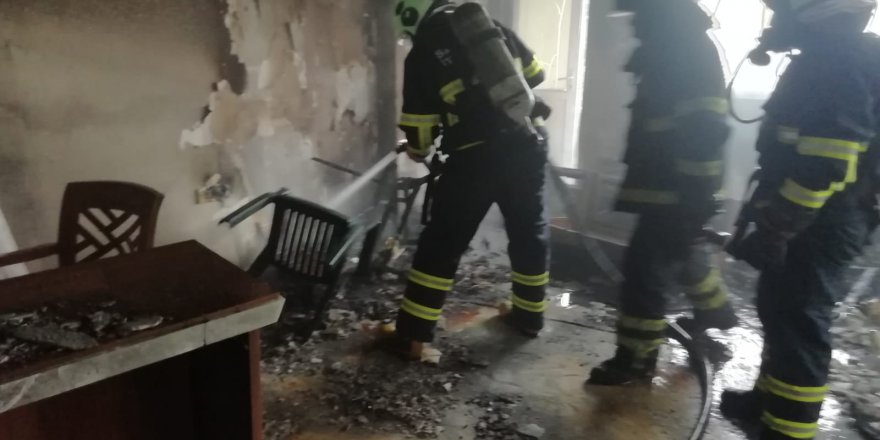 SAMSUN'DA EV YANGININDA MADDİ HASAR OLUŞTU
