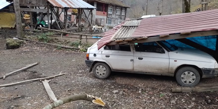 EVLERİN BAHÇESİNE KAYA PARÇASI DÜŞTÜ