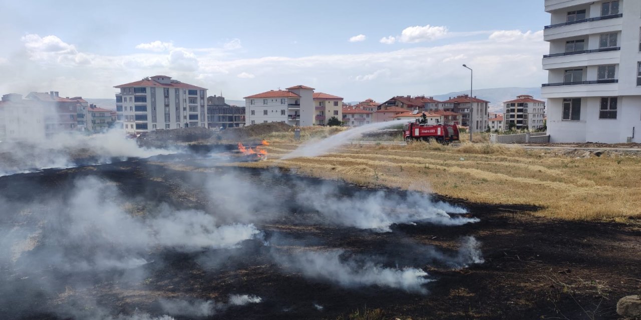 Tarlada çıkan anız yangını söndürüldü