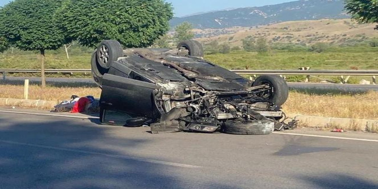 Takla atan otomobilin sürücüsü yaralandı