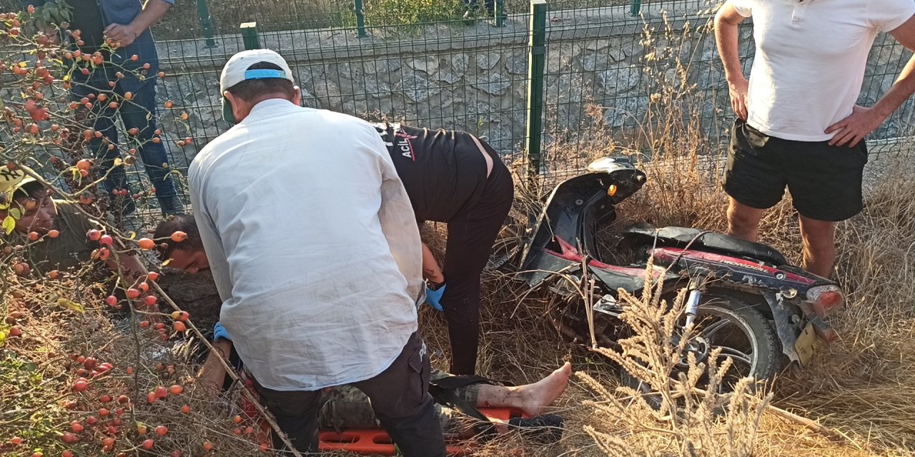 Kaza yapan motosiklet sürücüsü yaralandı