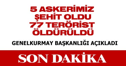 5 askerimiz daha şehit oldu