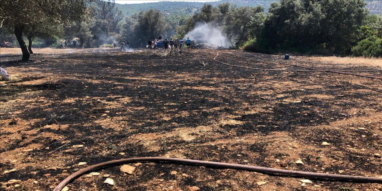 Ormanlık alana sıçramadan söndürüldü