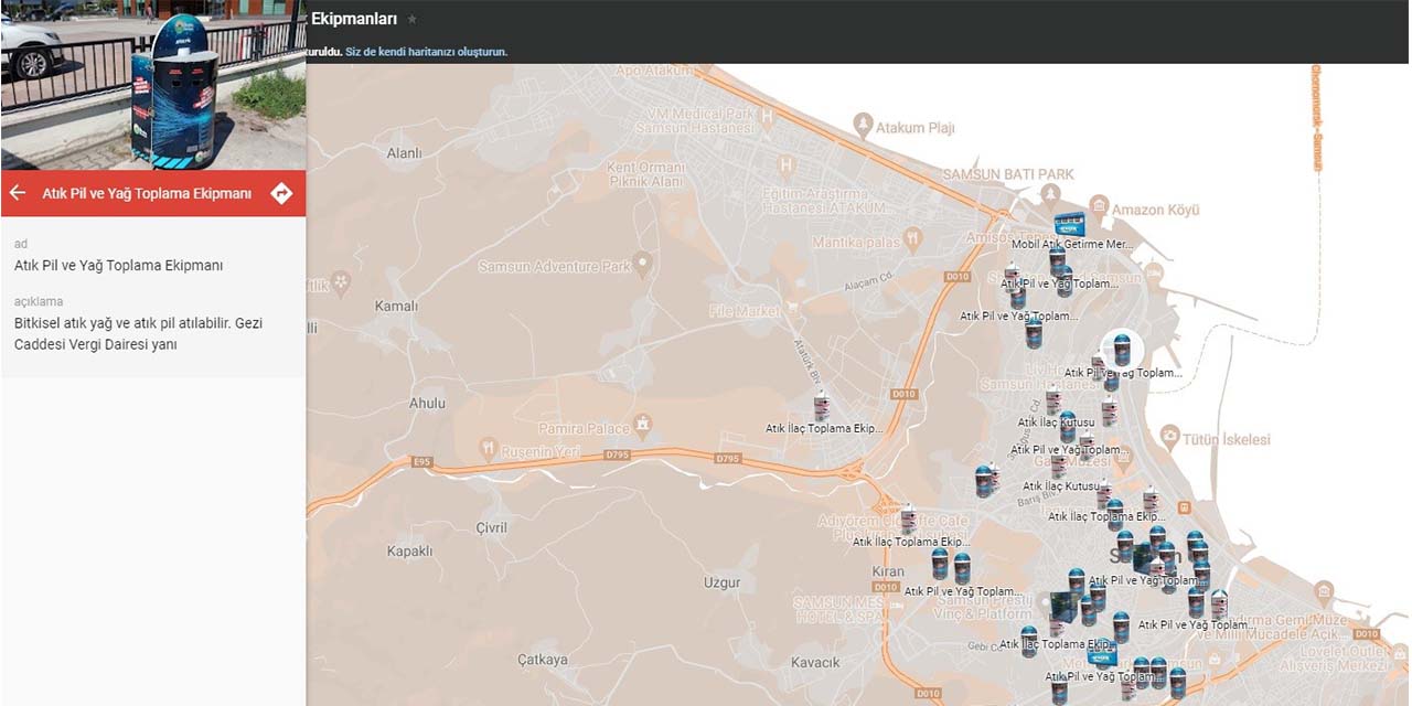 İlkadım'da atık toplama ekipmanlarına interaktif ulaşım